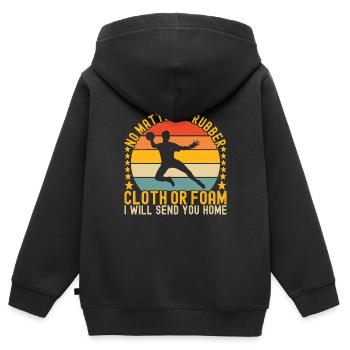 Ballon chasseur Ballon chasseur - Sweat Premium à capuche zippé enfant bio - noir - Dos - AI Model Kid Male (0cm)