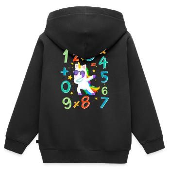 Number day Kids Maths Day Costume Unicorn - Kids Premium Organic Zip-up Hoodie - black - Back - AI Model Kid Male (0cm)