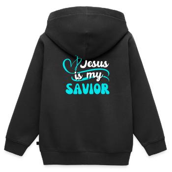 Jesus Ist Mein Erlöser - Bibel Christlicher Glaube - Kinder Premium Organic Zip Hoodie - Schwarz - Hinten - AI Model Kid Male (0cm)