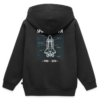 Navette Spatiale, Fusée, Plan, Espace, Astronaute - Sweat Premium à capuche zippé enfant bio - noir - Dos - AI Model Kid Male (0cm)