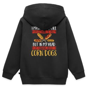Corn Dog Corndog - Kinder Premium Organic Zip Hoodie - Schwarz - Hinten - AI Model Kid Male (0cm)