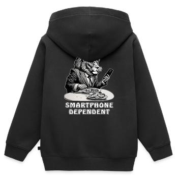 LEOWE DÉPENDANT DU SMARTPHONE - Sweat Premium à capuche zippé enfant bio - noir - Dos - AI Model Kid Male (0cm)