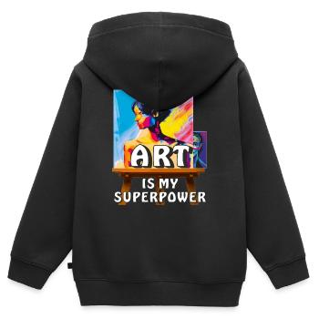 ARTIST MAKES THE PICTURE - Kinder Premium Organic Zip Hoodie - Schwarz - Hinten - AI Model Kid Male (0cm)