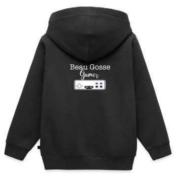 beau gosse Gamer - Sweat Premium à capuche zippé enfant bio - noir - Dos - AI Model Kid Male (0cm)