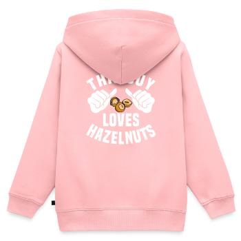 Dieser Typ Liebt Haselnüsse - Kinder Premium Organic Zip Hoodie - Rosa - Hinten - AI Model Kid Female (0cm)