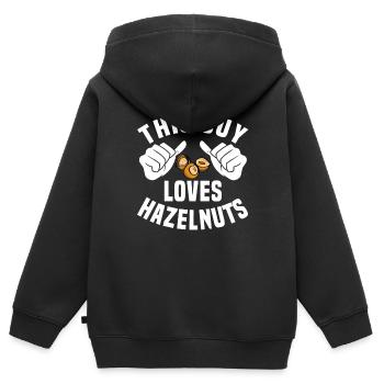 This guy loves hazelnuts - Kids Premium Organic Zip-up Hoodie - black - Back - AI Model Kid Male (0cm)