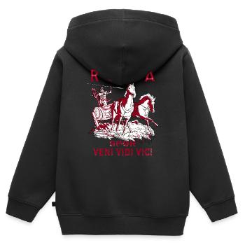 ROMA CHARIOT SPQR VENI VIDI VICI - Kids Premium Organic Zip-up Hoodie - black - Back - AI Model Kid Male (0cm)