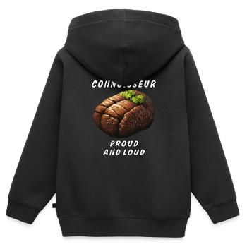 CONNAISSEUR DE HAGGIS, FIER ET BRUYANT - Sweat Premium à capuche zippé enfant bio - noir - Dos - AI Model Kid Male (0cm)