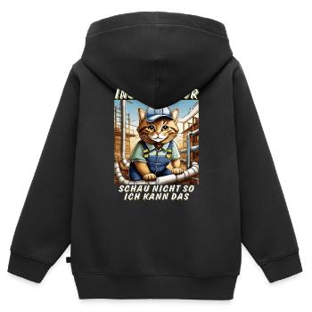 KATZE INSTALLATEUR - Kinder Premium Organic Zip Hoodie - Schwarz - Hinten - AI Model Kid Male (0cm)