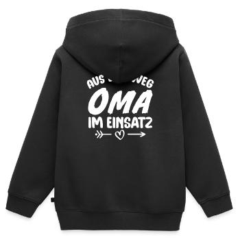 Aus dem weg Oma im einsatz - Kinder Premium Organic Zip Hoodie - Schwarz - Hinten - AI Model Kid Male (0cm)