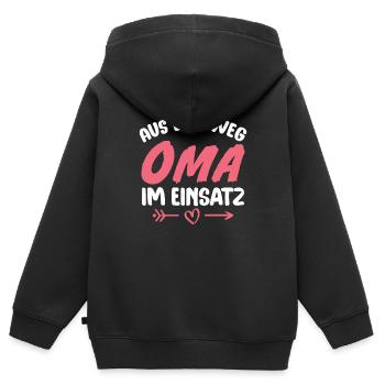 Aus dem weg Oma im einsatz - Kinder Premium Organic Zip Hoodie - Schwarz - Hinten - AI Model Kid Male (0cm)
