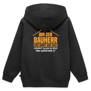 Je suis le bâtisseur et donc le patron - Sweat Premium à capuche zippé enfant bio - noir - Dos - AI Model Kid Male (0cm)