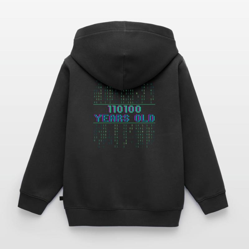 52nd Birthday 52 years old Binary Code Computer Science Kids Premium Organic Zip-up Hoodie