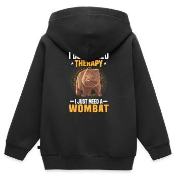 Brauche nur Wombat Australien Beuteltier - Kinder Premium Organic Zip Hoodie - Schwarz - Hinten - AI Model Kid Male (0cm)