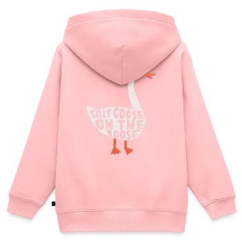 Die Dumme Gans Auf Freiem Fuß - Kinder Premium Organic Zip Hoodie - Rosa - Hinten - AI Model Kid Female (0cm)