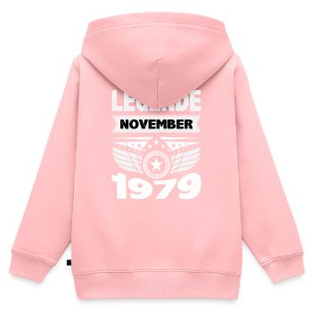 November 1979 Legende seit 44 Jahren Mann Frau - Kinder Premium Organic Zip Hoodie - Rosa - Hinten - AI Model Kid Female (0cm)