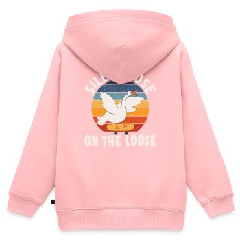 Die Dumme Gans Auf Freiem Fuß - Kinder Premium Organic Zip Hoodie - Rosa - Hinten - AI Model Kid Female (0cm)