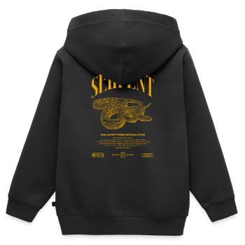 Python réticulé Reptile Keeper Streetwear - Sweat Premium à capuche zippé enfant bio - noir - Dos - AI Model Kid Male (0cm)