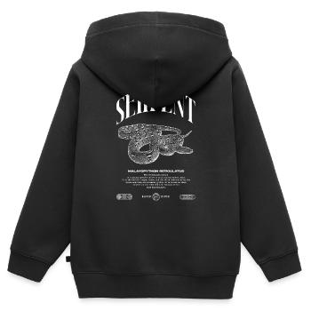 Python réticulé Reptile Keeper Streetwear - Sweat Premium à capuche zippé enfant bio - noir - Dos - AI Model Kid Male (0cm)