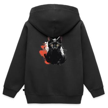 Chats noirs - Sweat Premium à capuche zippé enfant bio - noir - Dos - AI Model Kid Male (0cm)