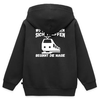 Chemin de fer miniature Train miniature Train Chemin de fer Chemin de fer Chemin de fer Train miniature Train modèle T - Sweat Premium à capuche zippé enfant bio - noir - Dos - AI Model Kid Male (0cm)