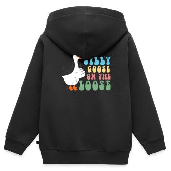 Die Dumme Gans Auf Freiem Fuß - Kinder Premium Organic Zip Hoodie - Schwarz - Hinten - AI Model Kid Male (0cm)