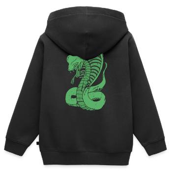Peinture Cobra vert - Sweat Premium à capuche zippé enfant bio - noir - Dos - AI Model Kid Male (0cm)