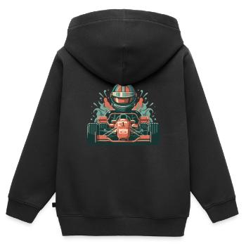 Sportwagen - Kinder Premium Organic Zip Hoodie - Schwarz - Hinten - AI Model Kid Male (0cm)