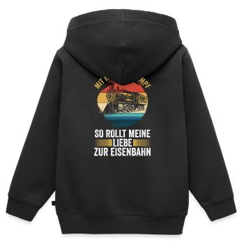 Chemin de fer miniature Train miniature Train Chemin de fer Chemin de fer Chemin de fer Train miniature Train modèle T - Sweat Premium à capuche zippé enfant bio - noir - Dos - AI Model Kid Male (0cm)
