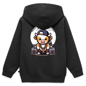 Dj MooMusic - BoomBox (Retro) - Kinder Premium Organic Zip Hoodie - Schwarz - Hinten - AI Model Kid Male (0cm)