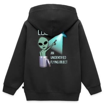 Regarder UFO - Sweat Premium à capuche zippé enfant bio - noir - Dos - AI Model Kid Male (0cm)