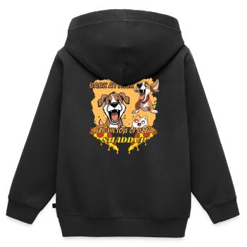 BARK ATTACK - Kids Premium Organic Zip-up Hoodie - black - Back - AI Model Kid Male (0cm)