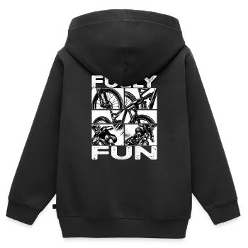 VTT Je m’amuse pleinement VTT - Sweat Premium à capuche zippé enfant bio - noir - Dos - AI Model Kid Male (0cm)