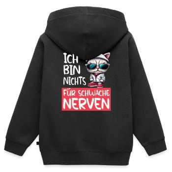 Je ne suis pas pour les âmes sensibles - Funny Cat - Sweat Premium à capuche zippé enfant bio - noir - Dos - AI Model Kid Male (0cm)