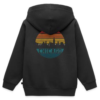 Chicago Illinois Souvenir cadeau - Sweat Premium à capuche zippé enfant bio - noir - Dos - AI Model Kid Male (0cm)