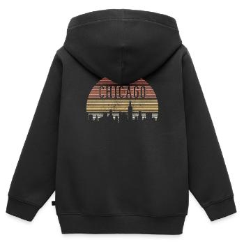 Chicago Illinois Souvenir cadeau - Sweat Premium à capuche zippé enfant bio - noir - Dos - AI Model Kid Male (0cm)