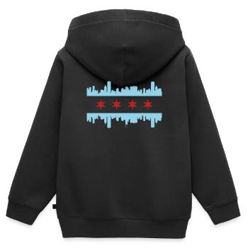 Chicago Illinois Souvenir cadeau - Sweat Premium à capuche zippé enfant bio - noir - Dos - AI Model Kid Male (0cm)