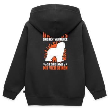 Briard not just a dog Berger de Brie Briard - Kids Premium Organic Zip-up Hoodie - black - Back - AI Model Kid Male (0cm)