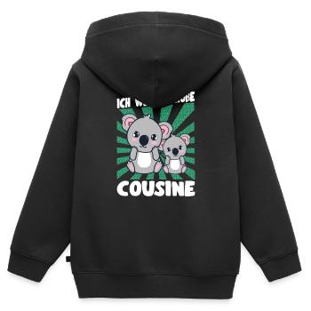 Bald Große Cousine Verkündung Koala Mädchen - Kinder Premium Organic Zip Hoodie - Schwarz - Hinten - AI Model Kid Male (0cm)