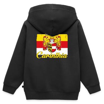Carinthie Autriche Drapeau Armoiries Montagnes - Sweat Premium à capuche zippé enfant bio - noir - Dos - AI Model Kid Male (0cm)
