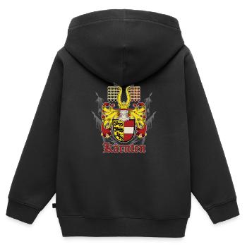 Carinthie Autriche drapeau armoiries Lion - Sweat Premium à capuche zippé enfant bio - noir - Dos - AI Model Kid Male (0cm)