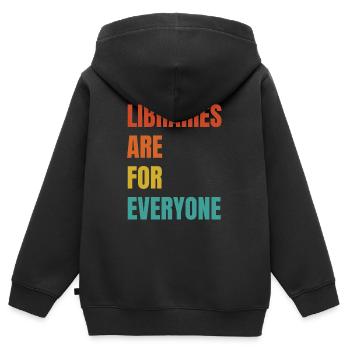 Libraries are for everyone to read - Kids Premium Organic Zip-up Hoodie - black - Back - AI Model Kid Male (0cm)
