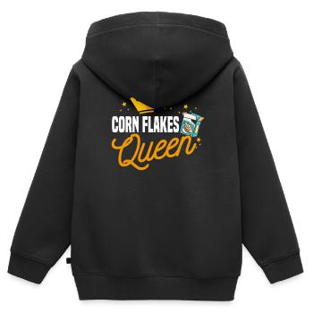 Corn Flakes Königin - Kinder Premium Organic Zip Hoodie - Schwarz - Hinten - AI Model Kid Male (0cm)