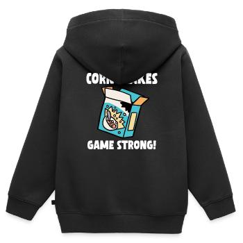 Corn Flakes Game Strong - Kinder Premium Organic Zip Hoodie - Schwarz - Hinten - AI Model Kid Male (0cm)