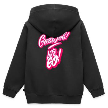 Excellent travail, allons-y ! - Sweat Premium à capuche zippé enfant bio - noir - Dos - AI Model Kid Male (0cm)