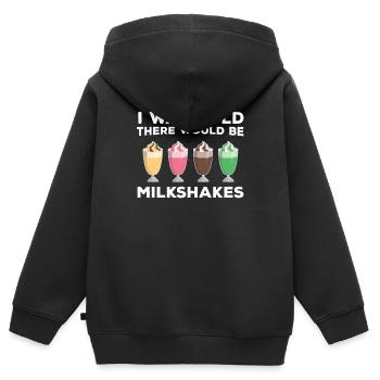 Cadeau de milkshakes drôle - Sweat Premium à capuche zippé enfant bio - noir - Dos - AI Model Kid Male (0cm)