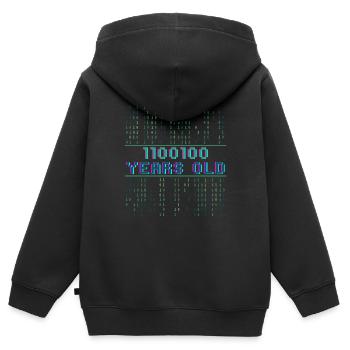 100th Birthday 100 Years Old Binary Code Computer Science - Kids Premium Organic Zip-up Hoodie - black - Back - AI Model Kid Male (0cm)
