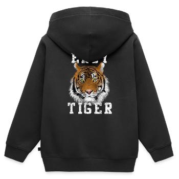 Tigre facile - Sweat Premium à capuche zippé enfant bio - noir - Dos - AI Model Kid Male (0cm)