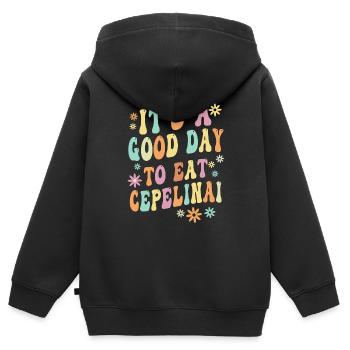 Cepelinai Sprichwort - Kinder Premium Organic Zip Hoodie - Schwarz - Hinten - AI Model Kid Male (0cm)