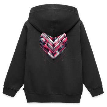 Futuristic Heart - Kids Premium Organic Zip-up Hoodie - black - Back - AI Model Kid Male (0cm)